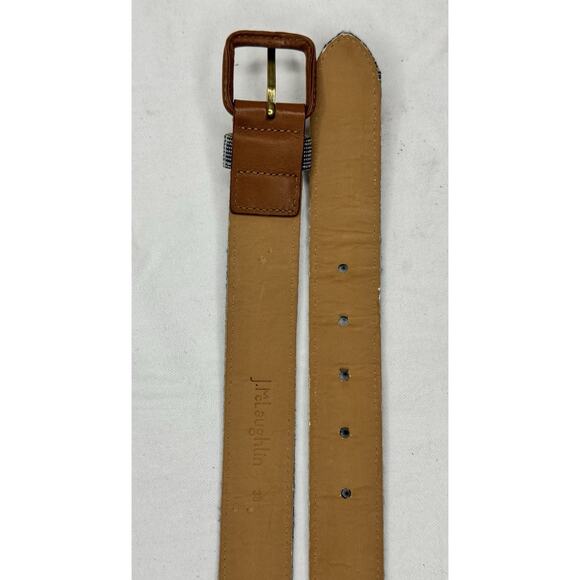 J.Mclaughlin Men's Golf Striped Aztec Woven Blue White Belt Size 38 - Picture 5 of 6